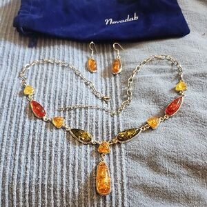Multicolor Silver Necklace and Earring Set
